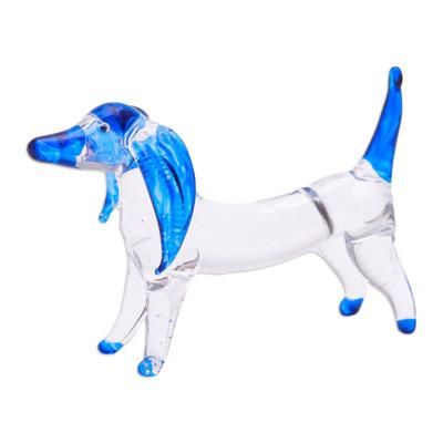 Intuition Dachshund,'Handblown Dark Blue Glass Dachshund Dog Figurine'