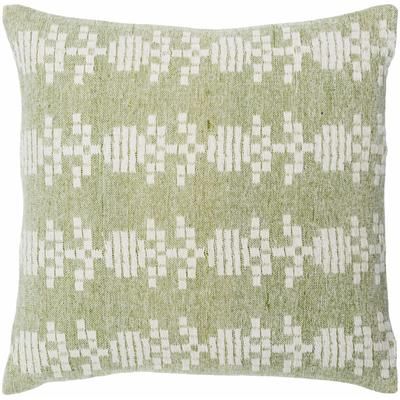 Sanna 20" Square Traditional Cotton Lime Green/Cream Throw Pillow - Boutique Rugs