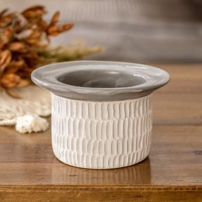 'Modern Textured Ceramic Vase Hand-Painted in Guatemala'