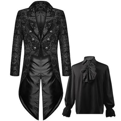 Retrò Vintage Medievale Steampunk Cappotto Giacca Frac Ebenezer Scrooge Dickens Principe Elfo Nobile Costume Per uomo Reale Stile Steampunk Natale Mascherata Festa / Sera Adulti Cappotto Camicia