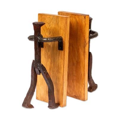 Book Inspiration,'Handcrafted Upcycled Metal and Pinewood Bookends from Mexico'