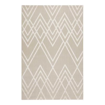 Tappeto interno/esterno grafico a rilievo beige e bianco 160x225