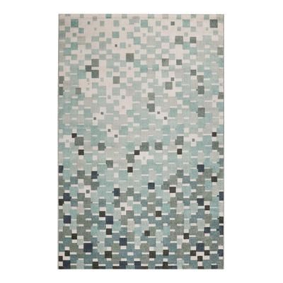 Tappeto interno/esterno rasato motivo grafico blu 160x225