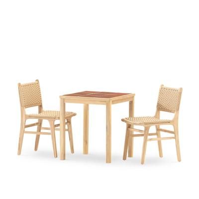 Set da pranzo 2 post tavolo ceramica terracotta 65x65