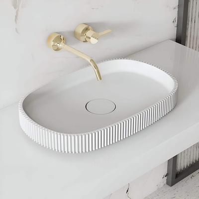 Randolph Morris Vertical Solid Surface Fluted Vessel Sink RMTW-VS8681-WH