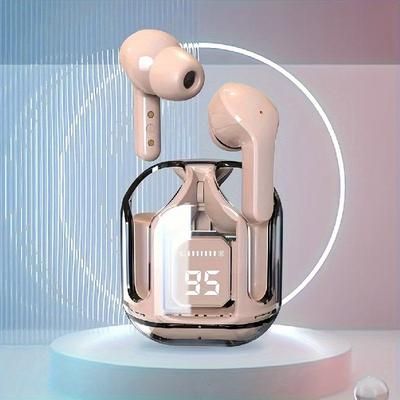 1 Set Wireless Headphones 5.3 Transparent Tws Silicone In-ear, Sports Gaming Headset Hifi Stereo Led Digital Display Birthday/christmas/boys/girlfriend Gift