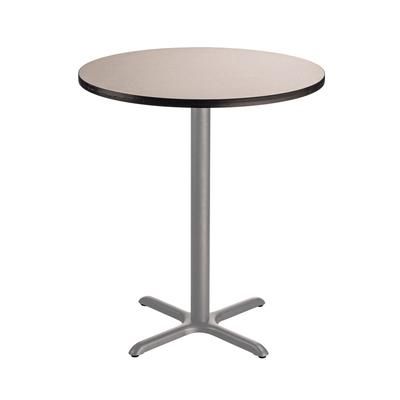 National Public Seating CTG13636XBPBTMGY 36" Round Bar Height Table - Grey Nebula Laminate Top, Steel Base, Gray