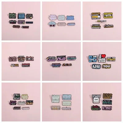 2-7Pcs/Set Motivational Quotes Enamel Pins Fun Banner Lyrics Libretto Word Brooches Lapel Badges Jewelry Gift For Fans Friends