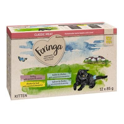 24x85g Mixed Kitten Turkey, Chicken & Veal , Rabbit & Chicken, Salmon & Chicken Feringa Menu Wet Cat Food