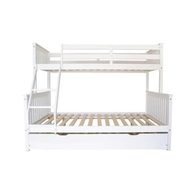 Letto a castello + letto apribile triplo bianco legno 135 cm