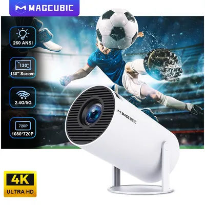 Magcubic Projector Android 11 4K 1280*720P HY300 Pro + Dual Wifi 290ANSI 180°flexible BT5.0 Cinema Outdoor Portable Projector