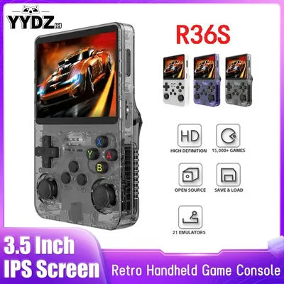 Open Source R36S Retro Handheld Video Game Console Linux System 3.5 Inch IPS Screen Portable Pocket Video Player 64GB Games