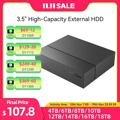 UnionSine 4TB 3.5" USB 3.2Gen 2 External Hard Drive 7200RPM HDD Storage Compatible for PC/Laptop/Mac/Xbox/TV/PS4/Windows 7 8 10