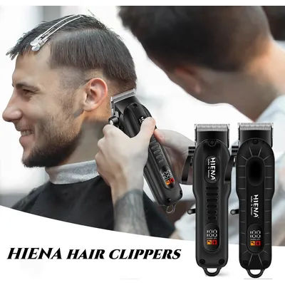 HIENA Hair Clippers 1200mAh High Power Electric Hair Trimmer Set Professional Barber Hair Cutting Machine Cordless Clippers