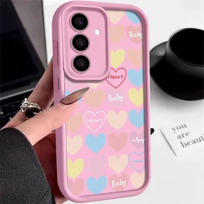 Case For Samsung Galaxy S25 Edge S25 S24 S23 Ultra S24 FE A53 A54 A14 A35 A15 A55 A56 A25 A16 5G Cartoon Love Pattern TPU Cover
