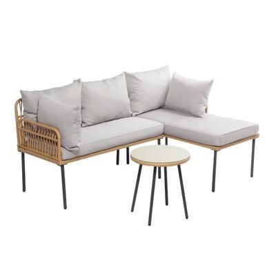 Conjunto de muebles de jardín esquinero de 3 plazas efecto ratán