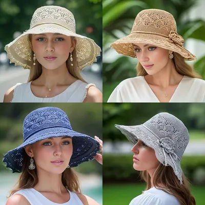 Chapeau pliable lavable et respirant pour femmes, chapeau de soleil creux à la mode, chapeau de plage à grands bords