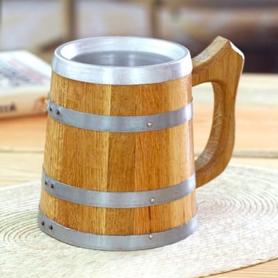Memories from the Inn,'Handcrafted Oak Stave and Stainless Steel Beer Mug'