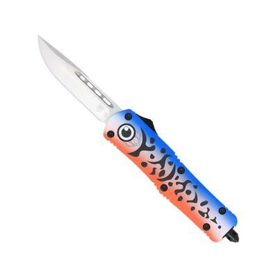 CobraTec Knives FS-3 Medium OTF Automatic Folding Knives 3in D2 Steel Blade Dagger Plain Blade Blue Lure Handle MFLBLUFS3DAGNS