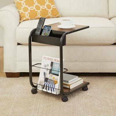 Rolling Side Table by BrylaneHome in Brown