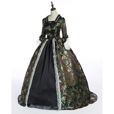 Vintage Rococò Rinascimento Maxi Vestito Normale A sbuffo Cenerentola Principessa Collo quadrato Costume Reale Halloween Carnevale Mascherata Feste Halloween Performance Adulti
