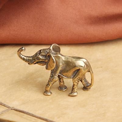 TEMU 1pc Antique Brass Elephant Figurine, Mini Good Luck Desk Decor, Vintage-style Prosperity Trunk Up Elephant, Brass Collectible Animal Statue, Room Decor, Home Decor