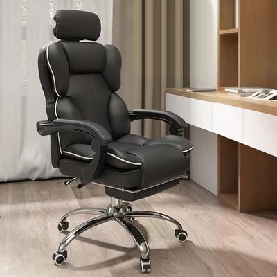 Executive Office Chair, Ergonomic High Back Cushion Lumbar Back Support, Computer Chairs With Footrest And Lumbar Support Pu Leather Office Reclining Chair