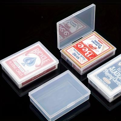 TEMU 4pcs Playing Card Box, Special Storage Box, Plastic Box, Rectangular, Transparent Box, Thickened Box