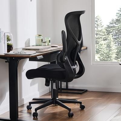 TEMU Ergonomic Office Desk Computer Chair, Comfy Swivel Big And Tall Gaming Mesh With Wheels, Lumbar Support, Adjustable Flip-up Armrests, 120Â°tilt For Home, Bedroom, Study, Work