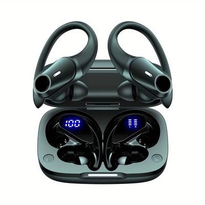 Top Quality Wireless Headphone Hd Stereo Earphone In-ear Earbuds With Ear Hook For Sports - Long Playtime, Secure Fit, Noise Cancelling, Led Display & Charging Case Perfect For Runners