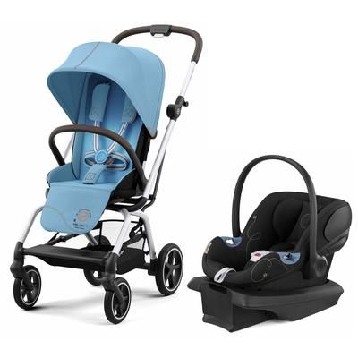 Cybex Eezy S Twist +2 V2 Compact Stroller + Aton G SensorSafe Travel System Bundle - Beach Blue / Mo