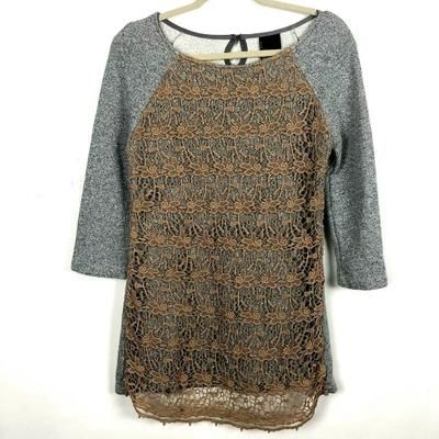 Anthropologie Tops | Dolan Anthropologie S Crochet Top Sweatshirt Pomp | Color: Gray | Size: S