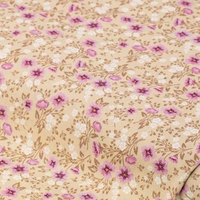 Tissu coton "fleurs", impression numérique, écru naturel/lilas