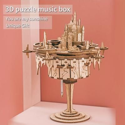 TEMU 3d Wooden Puzzles Music Box Kits You Are My Building Model Diy Crafts, For Girls Or Women Christmas Gifts