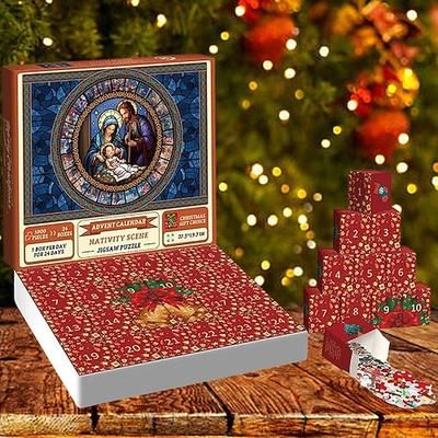 calendario dell'avvento 2024,puzzle del presepe 1000 pezzi,puzzle calendario del conto alla rovescia per regali di natale,24 scatole puzzle per il conto alla rovescia,decorazione belen