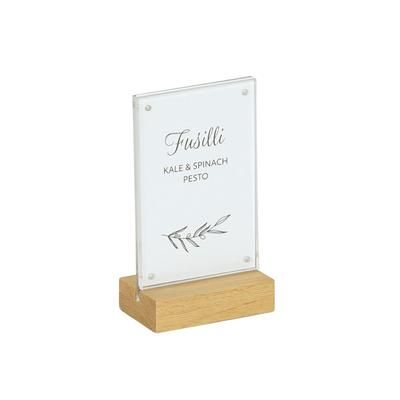 Cal-Mil 23185-46-21 Tabletop Menu Card Holder - 4" x 6 1/2", Acrylic/Oak, Brown