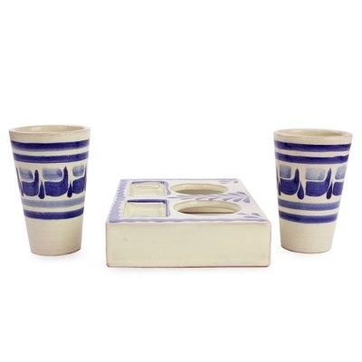 'Blue Agave' (set for 2) - Majolica Tequila Glasses Set For 2 Cera