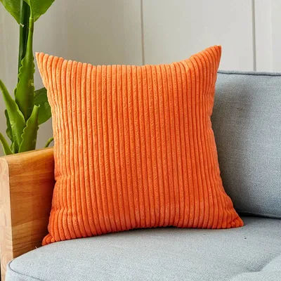 Housses de coussin Orange, velours côtelé rayé Super doux, décoration de maison, oreiller 30x50cm 45x45cm, housse nordique pour canapé, taie d'oreiller