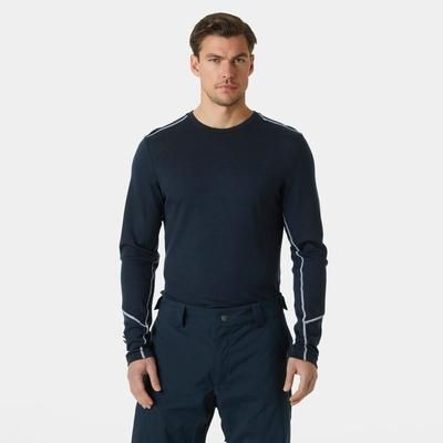 Helly Hansen Men's Lifa Merino Midweight Crew Base Layer Navy XL