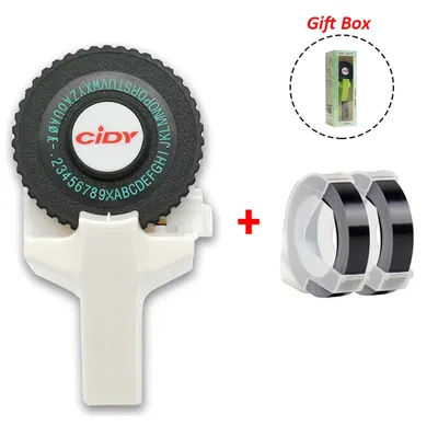 CIDY C101 3D White Embossing Label Maker with 2 black ribbon, Replace Motex E101 Dymo 12965 Omega 1880 1610 E5500 Typewriter
