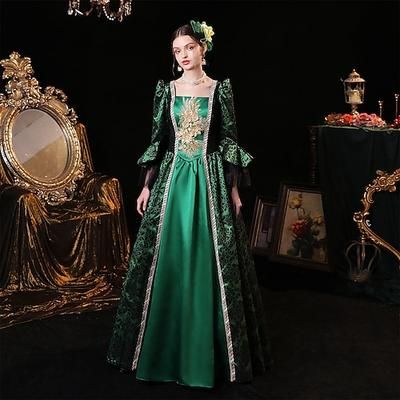 Gotico Vittoriano Ispirato al vintage Vestito Costume da festa Abito da Ballo Principessa Shakespeare Tinta unica Abito da ballo Costume Per donna Reale Halloween Carnevale San Valentino Festa serale