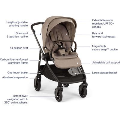 Nuna SWIV Stroller + TRIV & SWIV Bassinet + Stand Bundle - Acorn / Caviar