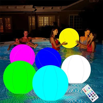 16 Colors Floating Pool Lights 40cm Large Inflatable Pool Beach Ball For Water Pool Party Outdoor Balloon LED Garden Ball Light
