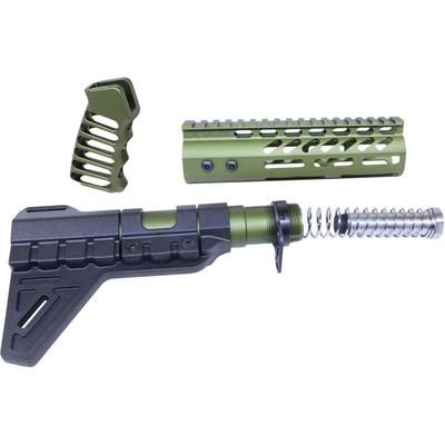 Guntec USA AR-15 Pistol Furniture Set W/Micro Breach Pistol Brace Anodized Green Anodized Green AR-PISTOL-SET-MLK-PB-GREEN