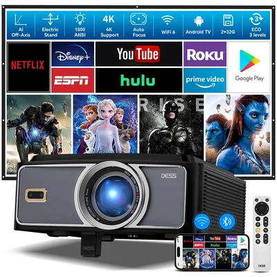 DESS C5 Pro 4K Video Projector Full HD 1080P Smart TV Best Projectors 1800ANSI Auto Focus For Home Theater Beamer 2G 32G BT5.2