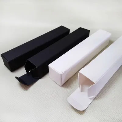 100pcs - 2x2x13cm Blank Black White Gift boxes Lipstick Cosmetic Sample Perfume Slender Tube Small Packaging Box