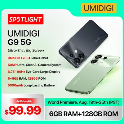 UMIDIGI G9 5G Smartphone 5G Android 14 8-Core 6+6GB 128GB 6.75” 90Hz HD+ 50MP 5000mAh 18W Charging 5G cellphone