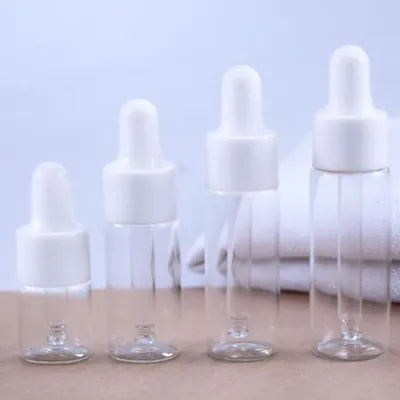 2/3/5ml Empty Mini Dropper Bottle Glass Essential Oil Serum Lotion Liquid Drop For Massage Pipette Bottles Refillable Bottle