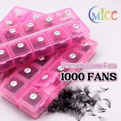 CMICC 1250Fans technological fibers False Eyelashes Kit Mixed Length Sharp Pointy Base Premade Russian Volume Loose Eyelash Fans