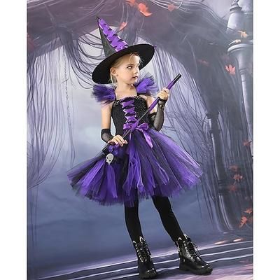 Notte di Valpurga Vestito Costume Cosplay Tutu Strega Cosplay Bambini Ragazze Carnevale Mascherata Festa / Sera Costumi di Halloween facili Vestirsi